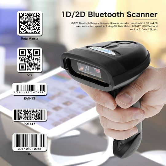 Barcodes Scanner Χειρός Ασύρματο με Δυνατότητα Ανάγνωσης 1D Barcodes