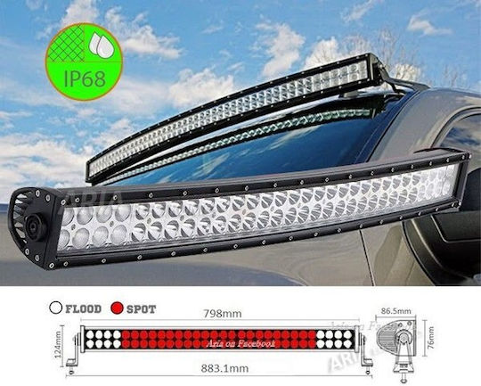 Κυρτή Led Μπάρα Φωτισμού 4x4 Διπλής Σειράς Ip68 883mm