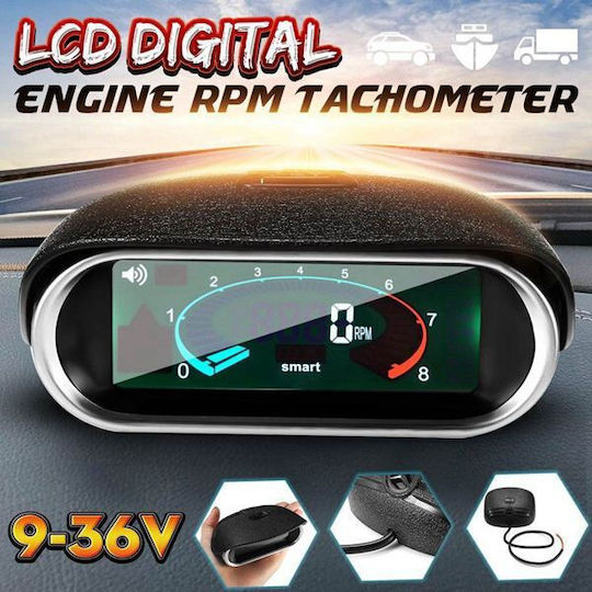 Ψηφιακό Στροφόμετρο Lcd Αυτοκίνητο Σκάφος Φορτηγό 9-36v
