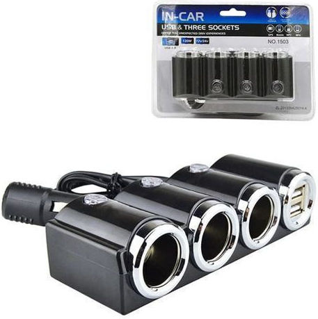 Διπλός Usb Αντάπτορας Αυτοκινήτου 3 Υποδοχές Αναπτήρα