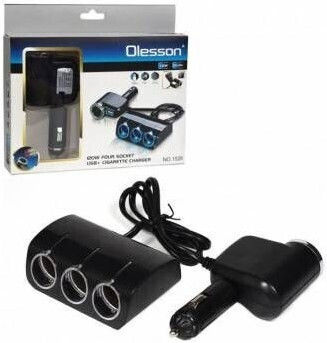 Διπλός Φορτιστής Αυτοκινήτου Usb 3 Υποδοχές Αναπτήρα Olesson