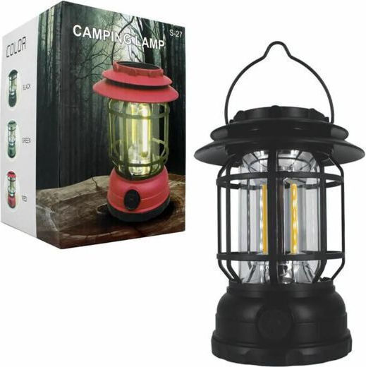 Vintage Φανάρι Led Επαναφορτιζόμενο για Camping Μαύρο