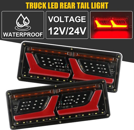 Σετ Πίσω Φανάρια Led Αριστερό Δεξιό 12v 24v Δυναμικό Φλας Νέον Εφέ 32cm X 13cm Λεωφορείο Φορτηγό Ρυμουλκούμενα Τροχόσπιτα Fzst0419 Κωδικός: ST0419