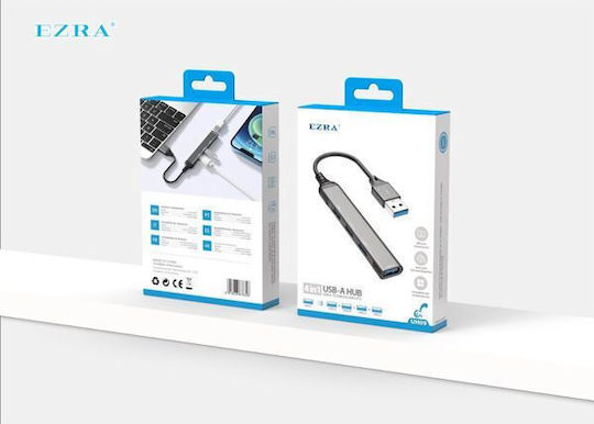 Ezra Hub 4 Θυρών USB 2.0 με σύνδεση USB-A Γκρι Κωδικός: UH09