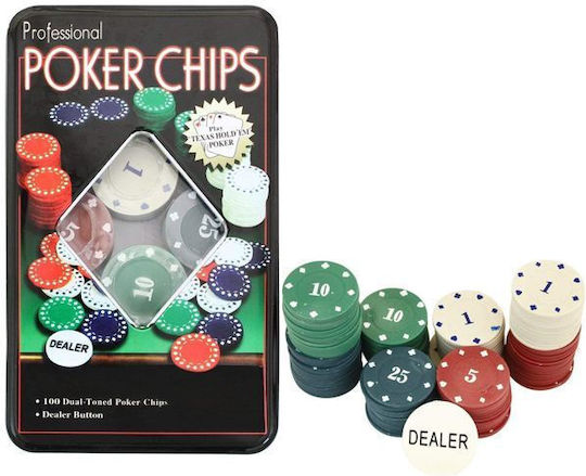 Σετ 100 Μάρκες Poker σε Μεταλλικό Κουτί