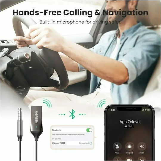 Ugreen Bluetooth Αυτοκινήτου CM309 για το Ταμπλό (AUX / Audio Receiver / με USB θύρα Φόρτισης) Κωδικός: 70601