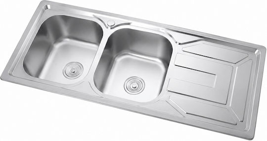Ένθετος Νεροχύτης Inox Μ120xΠ50cm Ασημί