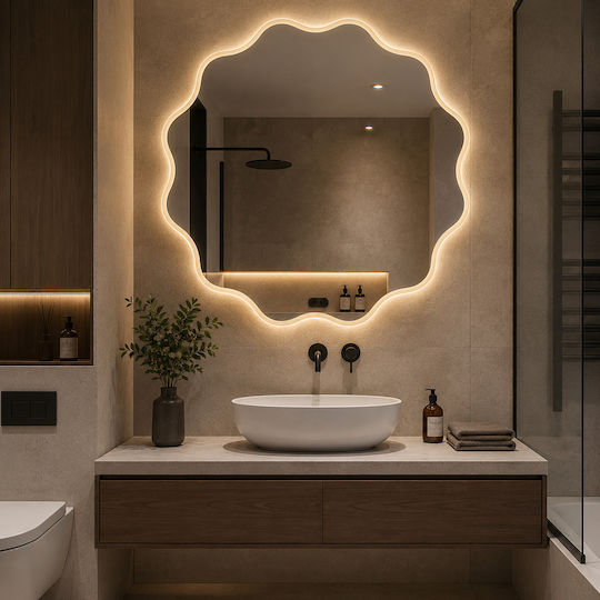 Φωτισμό Ασύμμετρος Καθρέπτης Μπάνιου Led 60x60cm Κωδικός: WY-95185