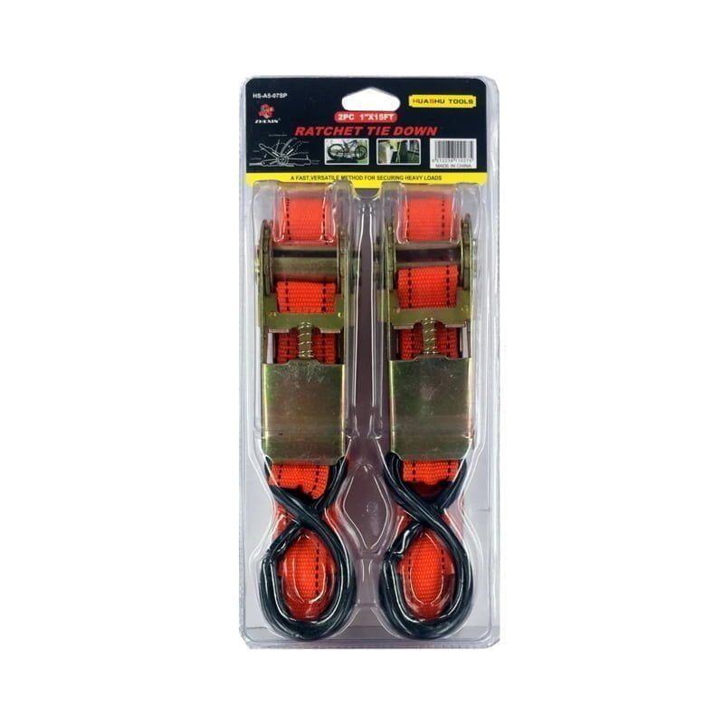 Zhexin Ιμάντας φορτίων 2τεμ 1" x 15FT - Λουριά για στερέωση φορτίου HS-A5-07SP -  Ratchet tie