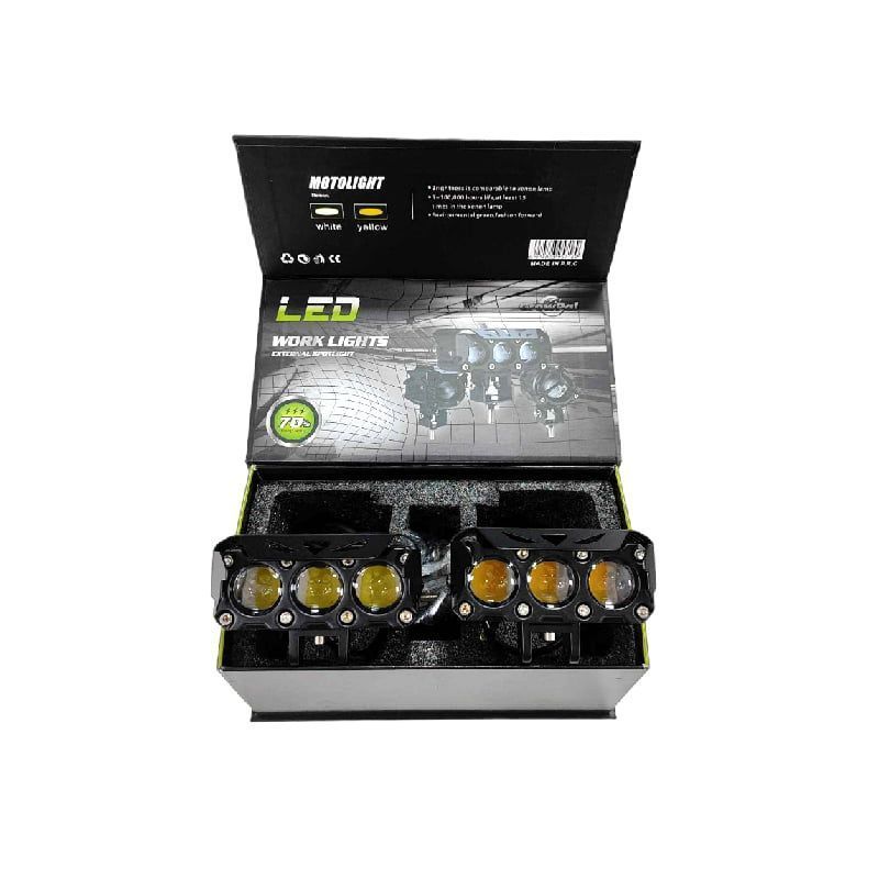 Growpal Προβολάκι Μηχανής ή Αυτοκινήτου Led 2τμχ λευκό και κίτρινο φως - Led work light