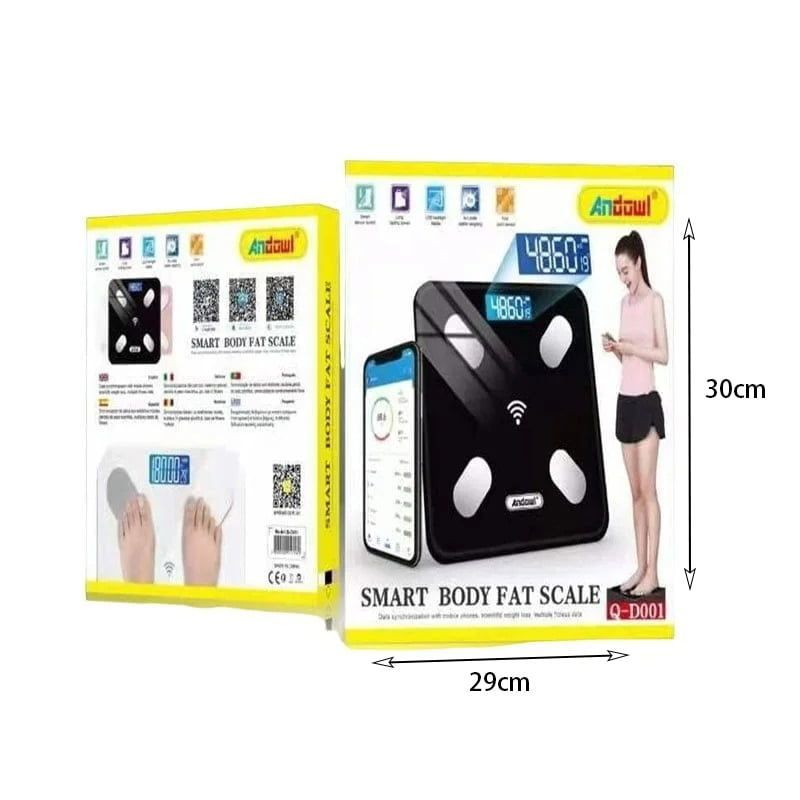Andowl Q-D001 Smart Ζυγαριά με Λιπομετρητή σε Μαύρο χρώμα - Body scale