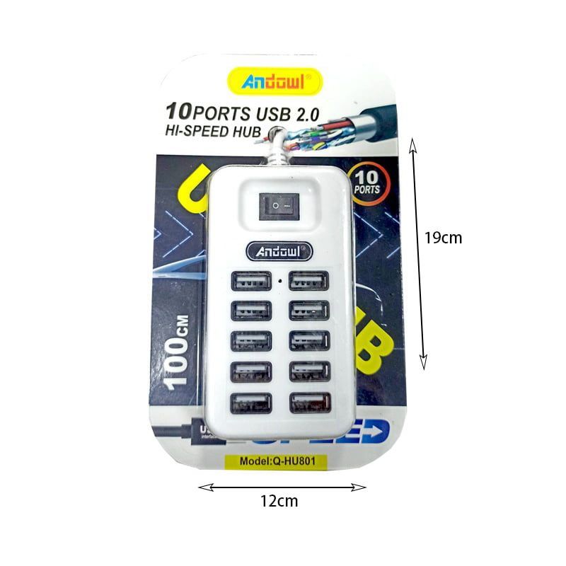 Andowl Q-HU801 USB 2.0 Hub 10 Θυρών με σύνδεση USB-A – USB Hub