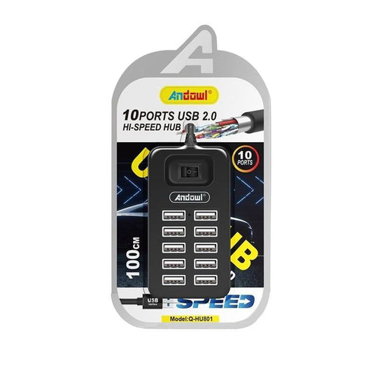Andowl Q-HU801 USB 2.0 Hub 10 Θυρών με σύνδεση USB-A – USB Hub