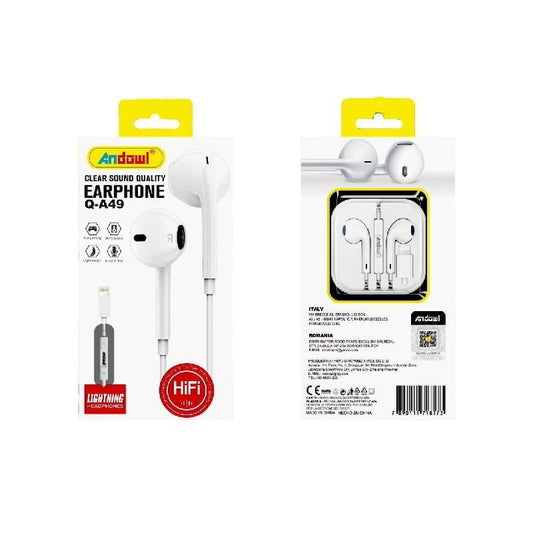 Andowl Ενσύρματα Ακουστικά με Σύνδεση Lightning Q-A49 - Clear Sound Earphone