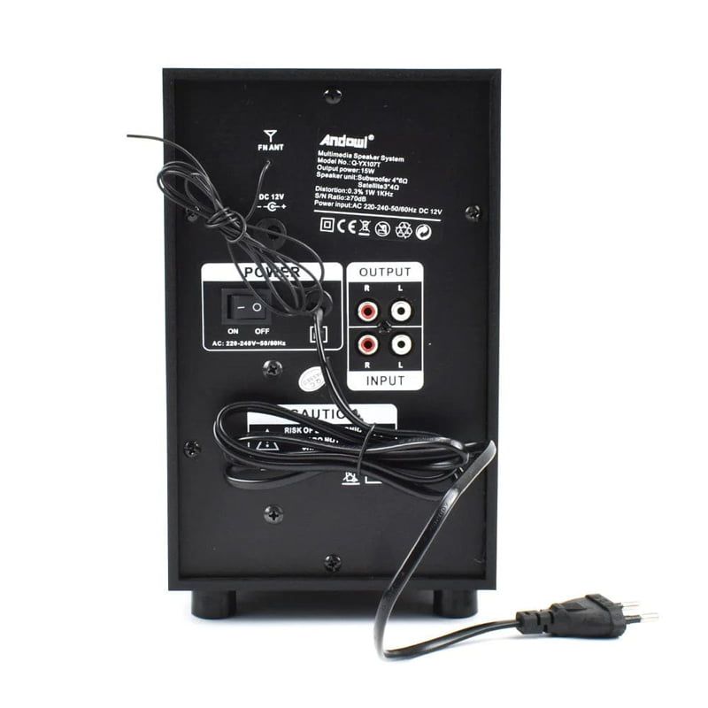 Andowl Ηχεία Υπολογιστή 2.1 1000W PMPO με USB, Micro SD, Bluetooth, Χειριστήριο Q-YX107T - Multimedia Speaker System