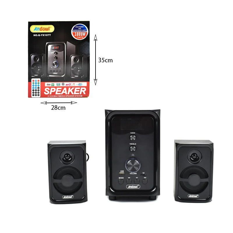 Andowl Ηχεία Υπολογιστή 2.1 1000W PMPO με USB, Micro SD, Bluetooth, Χειριστήριο Q-YX107T - Multimedia Speaker System
