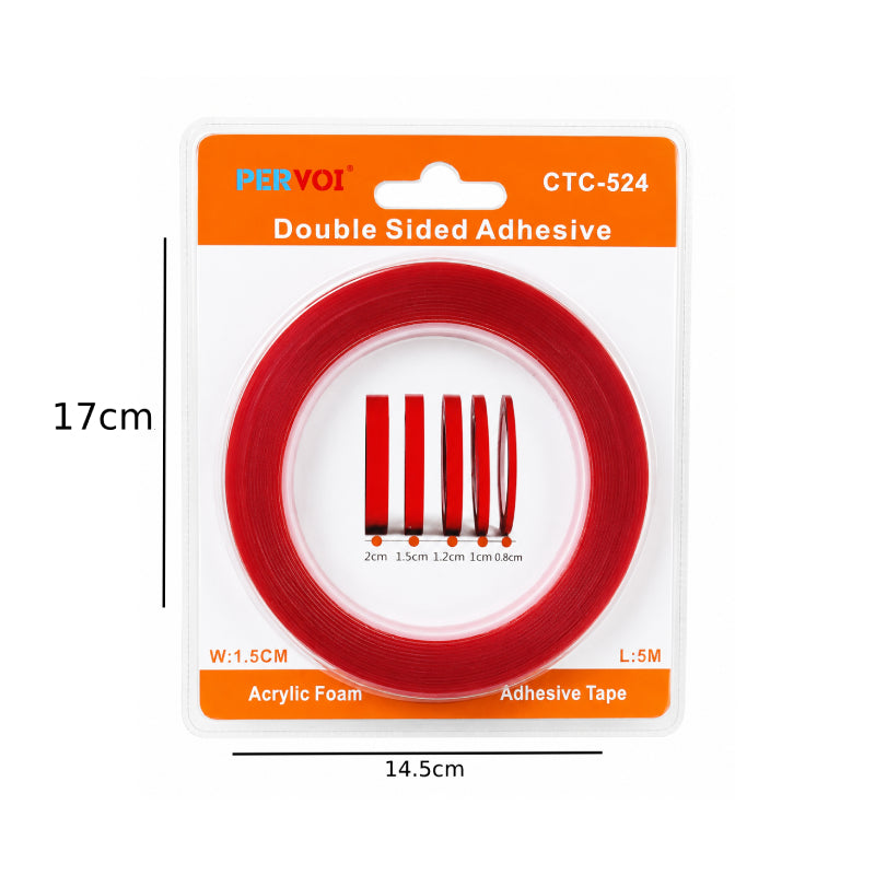 Pervoi  Διπλής Όψεως Ταινία Ακρυλικής Κόλλας 1.5cm× 5m CTC-524 – Double-sided adhesive tape